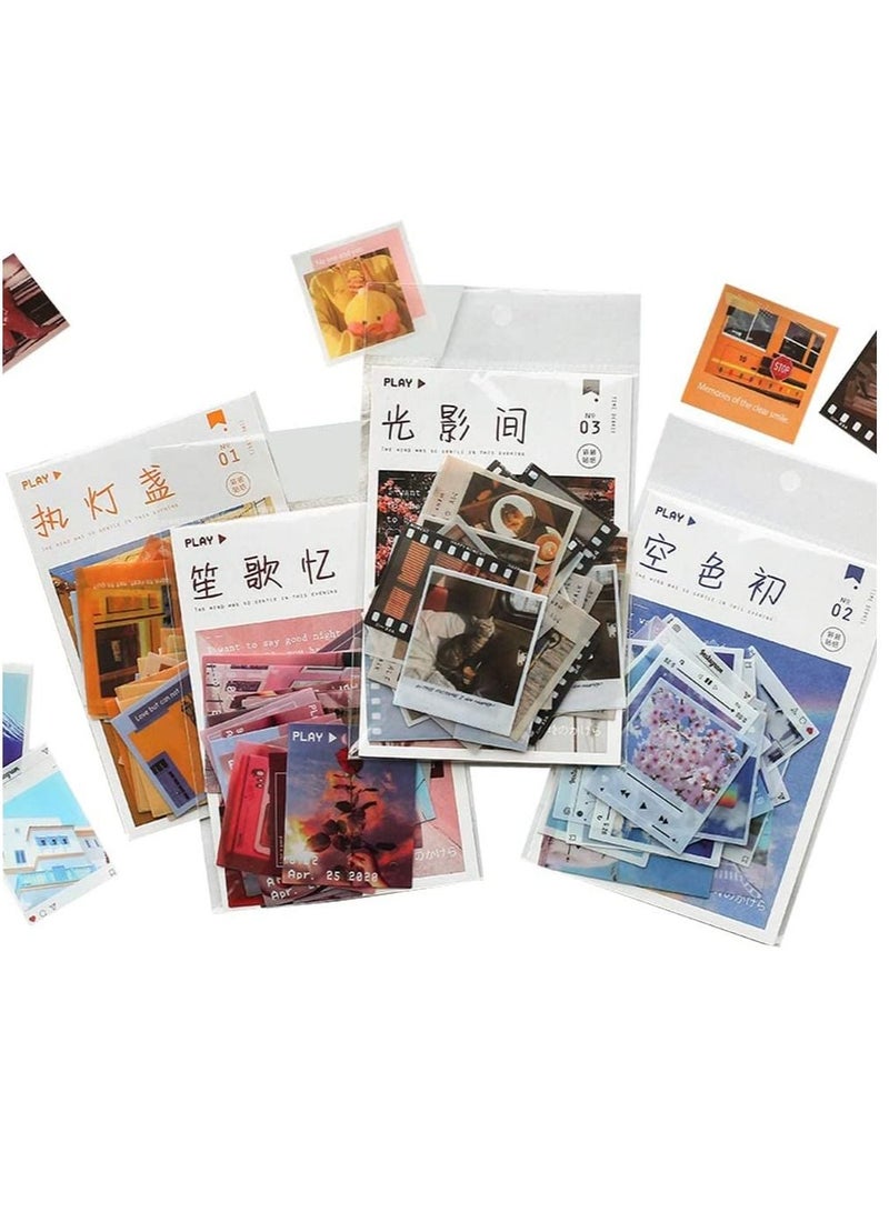 KASTWAVE Scrapbooking Stickers Set, Film Picture Street Building Blue Sky Self-Adhesive Decals for Diary Journaling Stationery Planner Notebook Card DIY Arts Crafts 160 Pieces  - Image 1