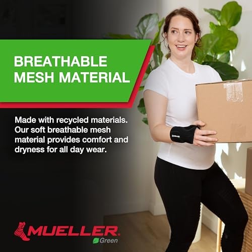 MUELLER Sports Medicine Green Fitted Wrist Brace for Men and Women Wrist Pain Relief Support Ideal for Carpal Tunnel Tendonitis Arthritis Right Hand Black SmallMedium - Image 3