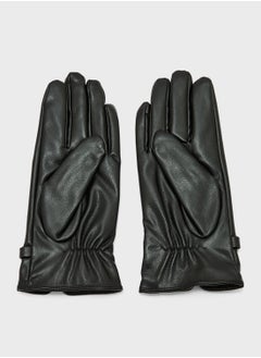 ELLA Faux Leather Metal Trim Detail Winter Glove  - Image 3