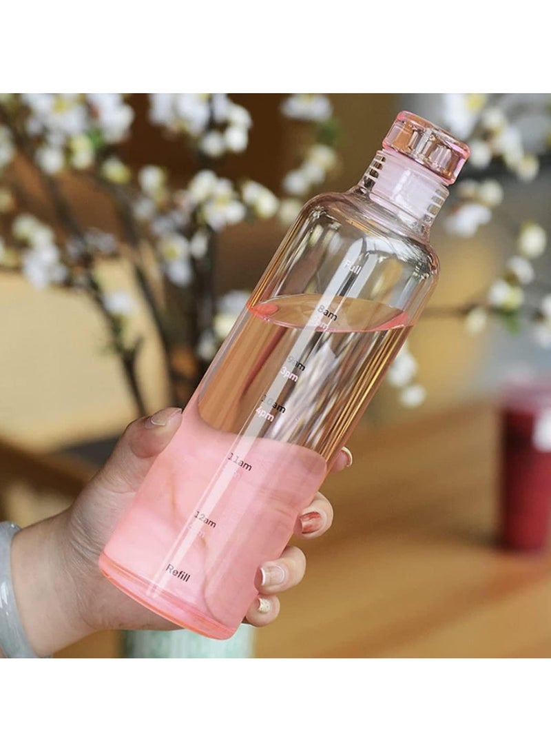 500ml Water Bottle with Time Marker Reusable Plastic Drinking Bottle for Outdoor Sports multi  color - Image 1