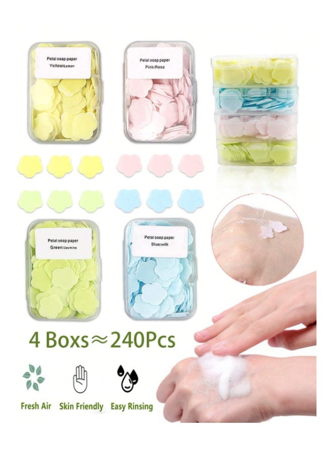 240 scented soap sheets in 4 packs – dispersible soap sheets for travel and everyday use - Image 1