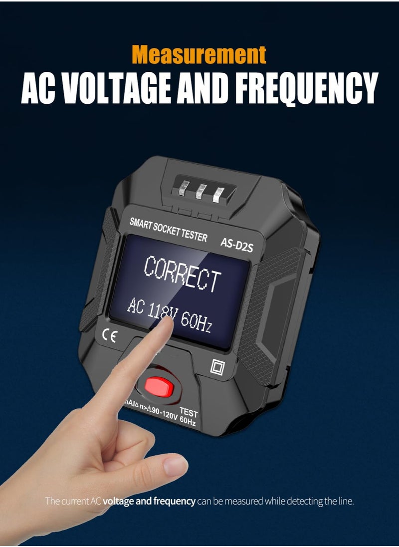 Excefore - Outlet Tester with LCD Display,Electrical GFCI Trip Tester, Receptacle Detector for 3 Prong AC Voltage Sockets, Identifies Wiring Problems in Plain English - Image 1