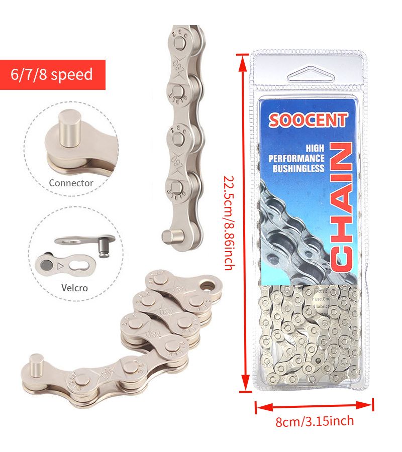 Mountain Bike Chain 6 7 8 Speed 116 Links Road Bike Chain Compatible With 3 Major Shifting Systems For Bicycle - Image 2