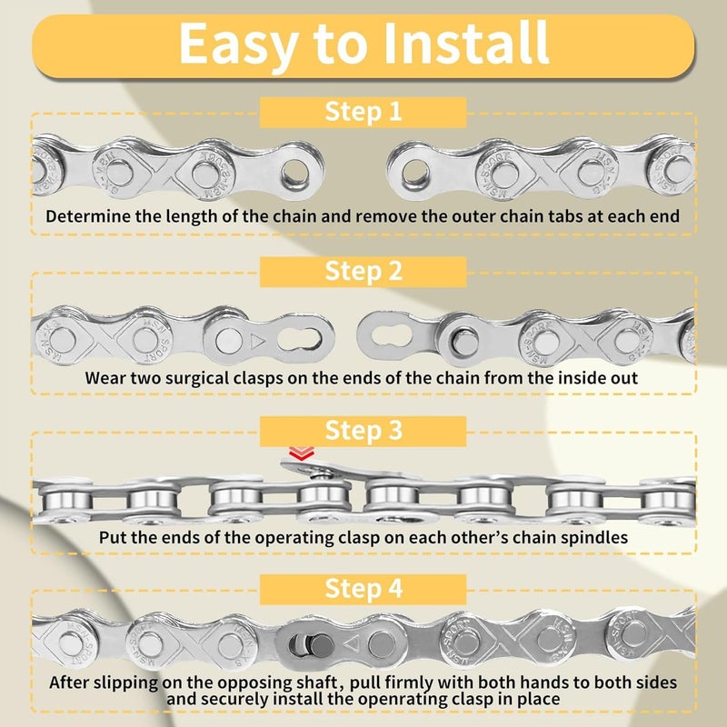 Mountain Bike Chain 6 7 8 Speed 116 Links Road Bike Chain Compatible With 3 Major Shifting Systems For Bicycle - Image 3