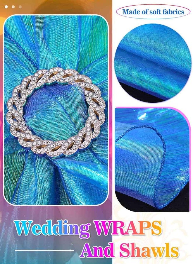 إيز ديلي شالات وأوشحة نسائية من إيز ديلي لفساتين السهرة، وشاح زفاف شفاف لامع باللونين البنفسجي والأخضر مع مشبك مرصع بأحجار الراين (بنفسجي وأخضر) - Image 3