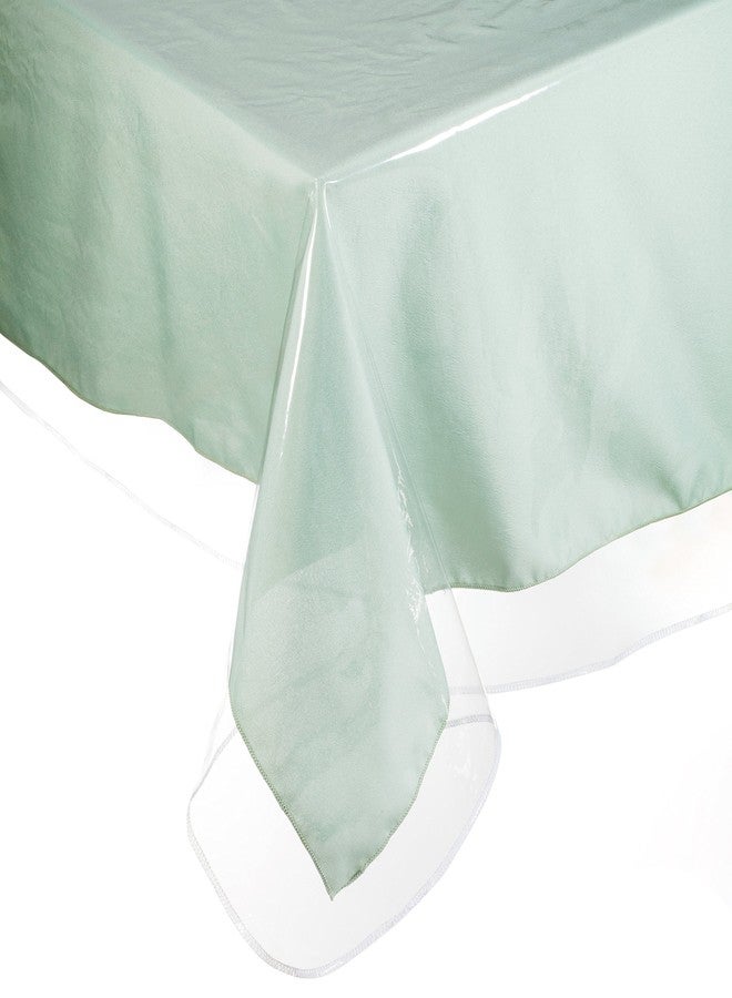 Yourtablecloth Clear Vinyl Tablecloth Heavy Duty 6 Mil Table Cloth (54” x 70” Oblong) Tablecloth Easy to Clean and Highly Durable Comes in White Hemmed Border - Image 2