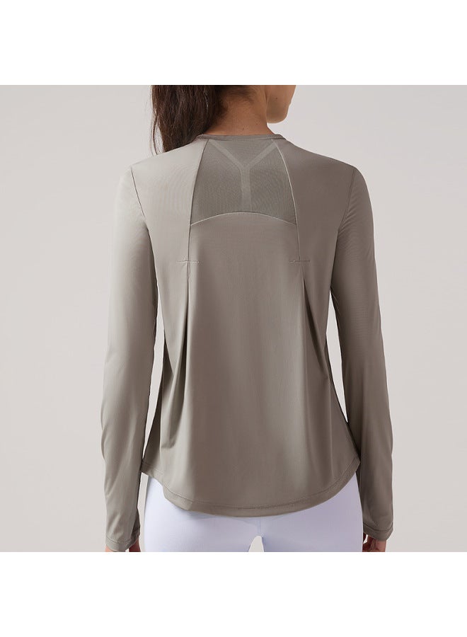 Yoga Long Sleeve T-shirt Women Mesh Sching High Elastic Breathable Fitness Sportswear Yoga Training Quick-drying Top