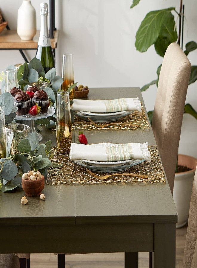 DII Woven Paper Tabletop Collection Holiday or Event Decor, Square Placemat Set, 16x16, Gold, 6, Piece - Image 4