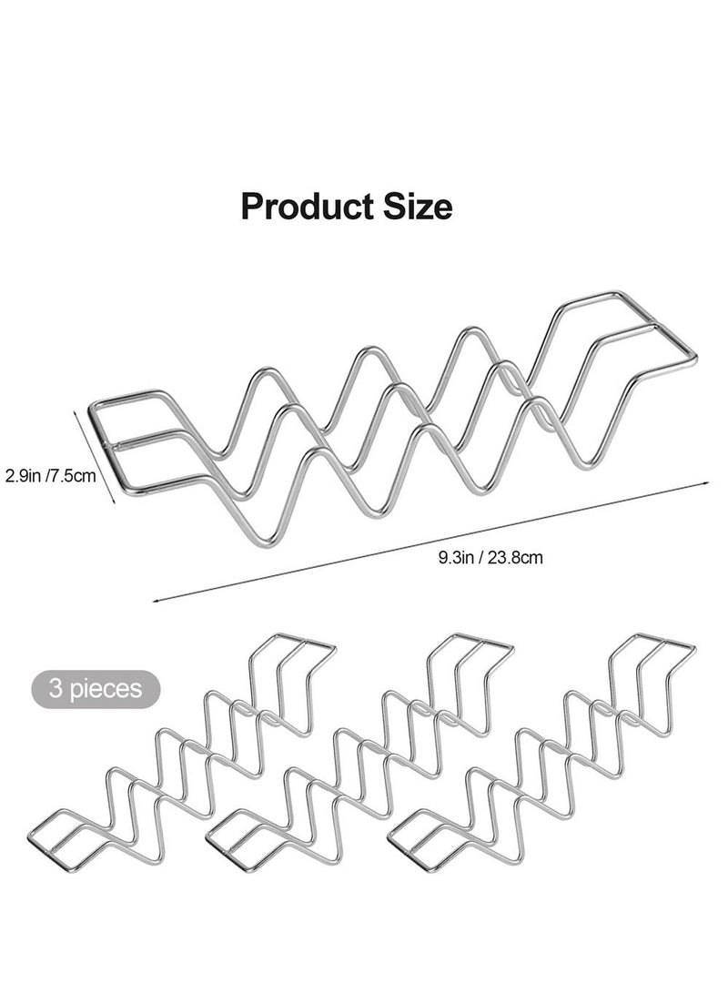 SYOSI Taco Holders set of 3, Food Grade Stainless Steel Taco Racks With Handles, Holds 4 Tacos Each, Oven Safe for Baking, Dishwasher and Grill Safe - Image 2