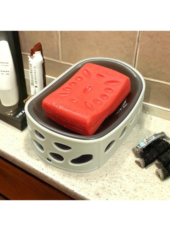 CSM® Soap Case Soap Holder Soap Dish for Bathroom Kitchen Sink - (Set of 2 Pcs, White, Grey, Plastic) - Image 4