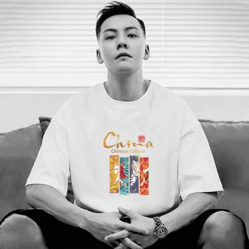 Fashion Brand Short-Sleeved T-Shirt Men'S And Women'S National Fashion Summer Round Neck Loose Half-Sleeved Casual Couple'S T-Shirt - Image 3