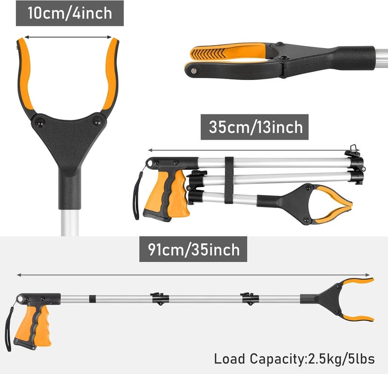 KOWVOWZ 36 Inch Grabber Reacher Tool, Foldable 360° Rotatable Grabber Tool with Magnetic Tip, Lightweight Pick up Grab Tool for Elderly & Disabled Reaching Assist Arm Extension - Image 2