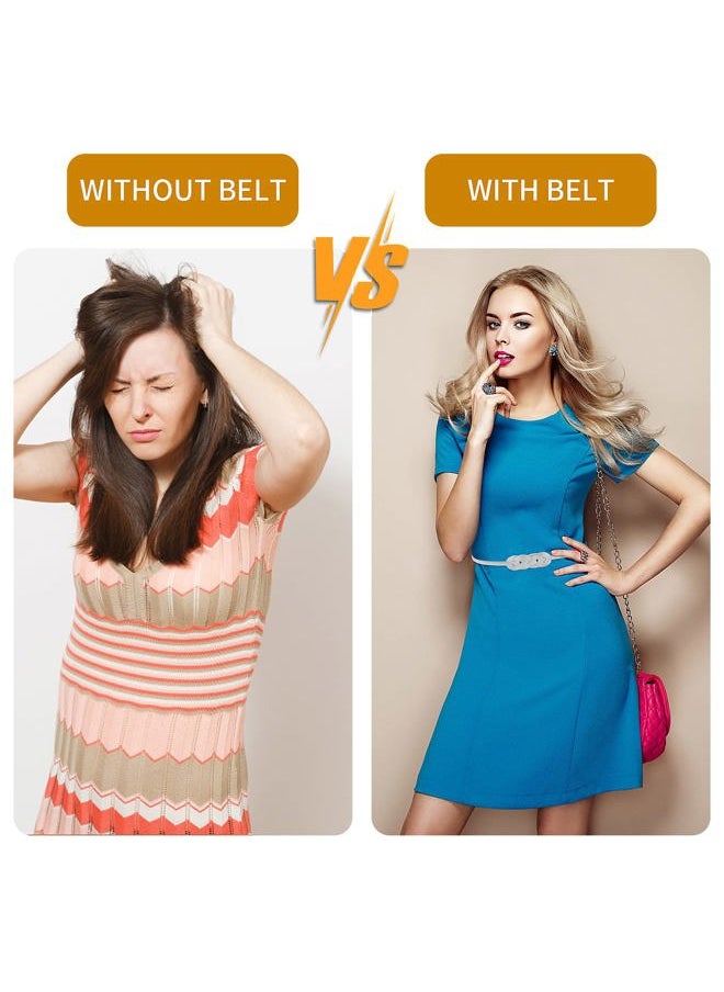 Jutom Women Skinny Belt, Metal Corset Belt Thin Waist Belt Stretch Waist Belt for Dress(Silver)  - Image 5