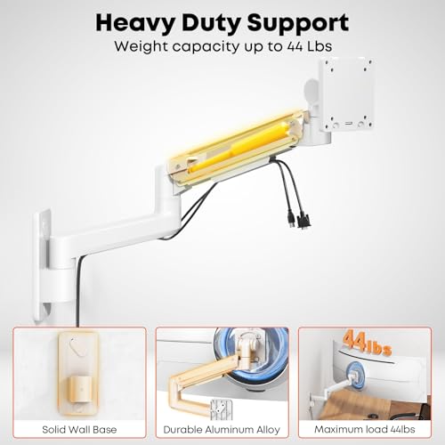 PUTORSEN Ultrawide Monitor Wall Mount - Heavy Duty Monitor Arm for Screen up to 57 inches and 44 lbs with Gas Spring, Full Motion Adjustable, Max VESA 200x200 - Image 5