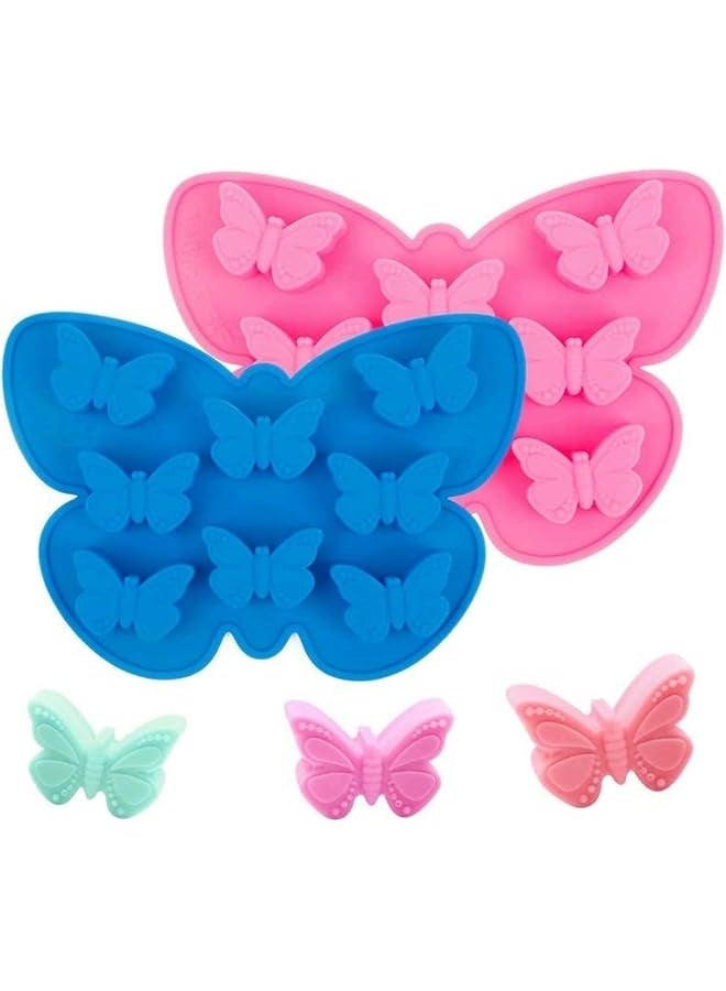 2 Pcs Silicone Butterfly Shape Ice Cube Tray - Wax Melt & Chocolate Candy Baking Molds, Non-Stick - Image 1