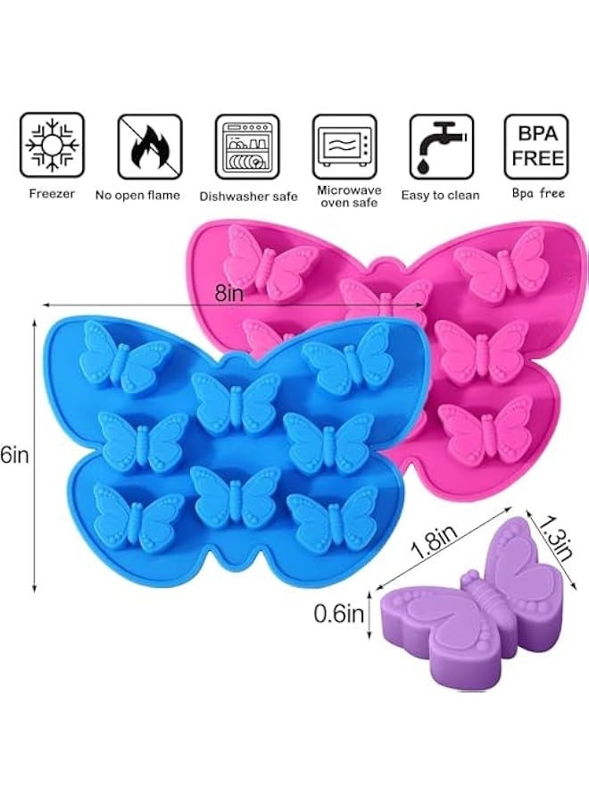 2 Pcs Silicone Butterfly Shape Ice Cube Tray - Wax Melt & Chocolate Candy Baking Molds, Non-Stick - Image 2