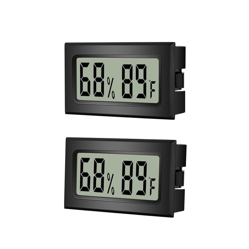 Reptile Thermometer Hygrometer Meter Indoor Temperature Gauge Fahrenheit ℉ Mini Digital Humidity for Outdoor Office Humidors Jars Incubators Guitar Case (2)