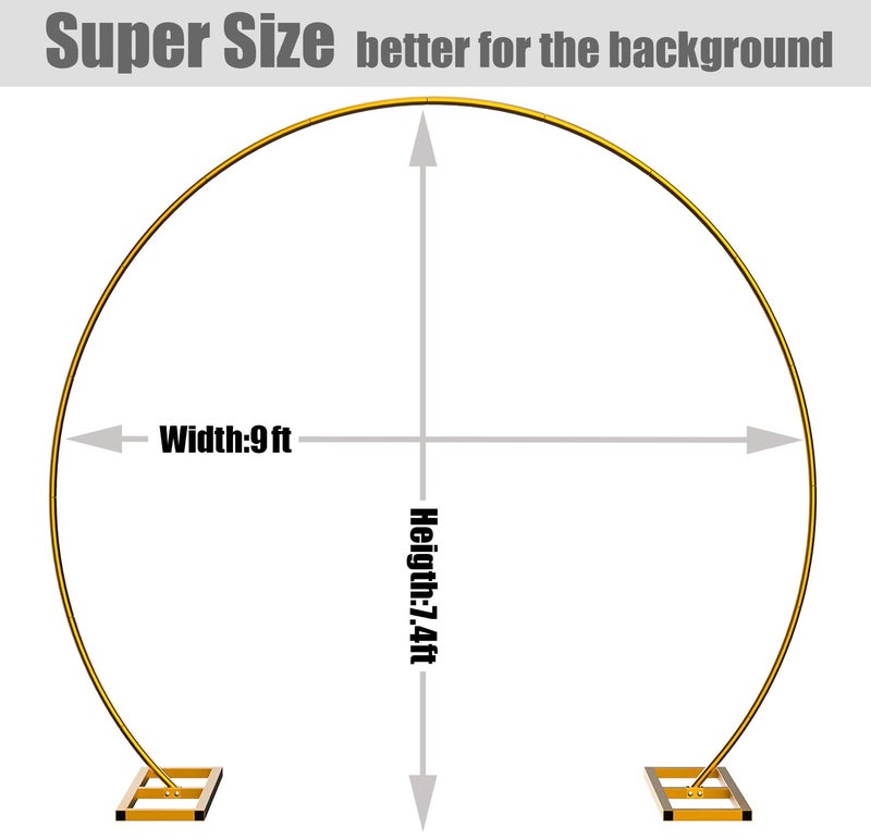 LANGXUN 9ft Large Size Metal Circle Balloon Arch Stand Decoration, Indoor Outdoor Arch Frame for Birthday Wedding Graduation Decorations and Event Party Supplies, Baby Shower Photo Background - Image 2
