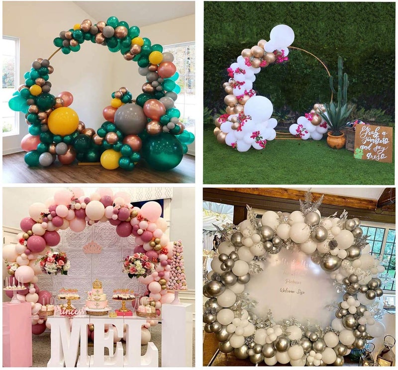 LANGXUN 9ft Large Size Metal Circle Balloon Arch Stand Decoration, Indoor Outdoor Arch Frame for Birthday Wedding Graduation Decorations and Event Party Supplies, Baby Shower Photo Background - Image 5