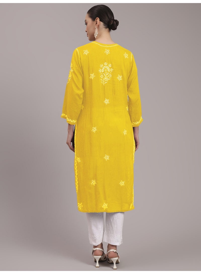 Alaya Hand Embroidered Chikankari Modal Kurta-AL4059 - Image 2