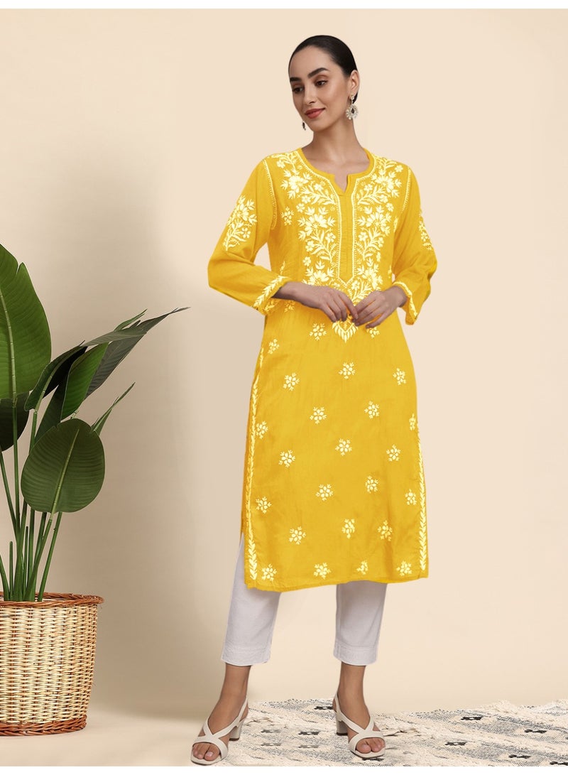 Alaya Hand Embroidered Chikankari Modal Kurta-AL4059 - Image 5