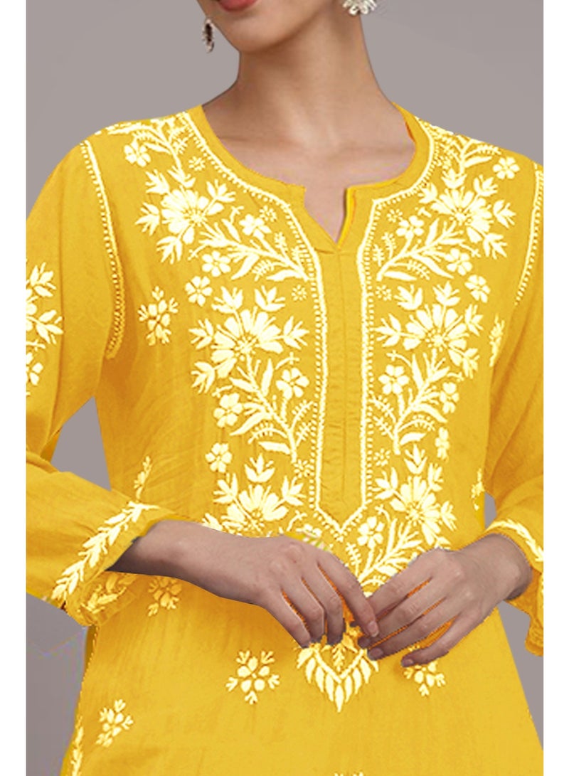 Alaya Hand Embroidered Chikankari Modal Kurta-AL4059 - Image 4