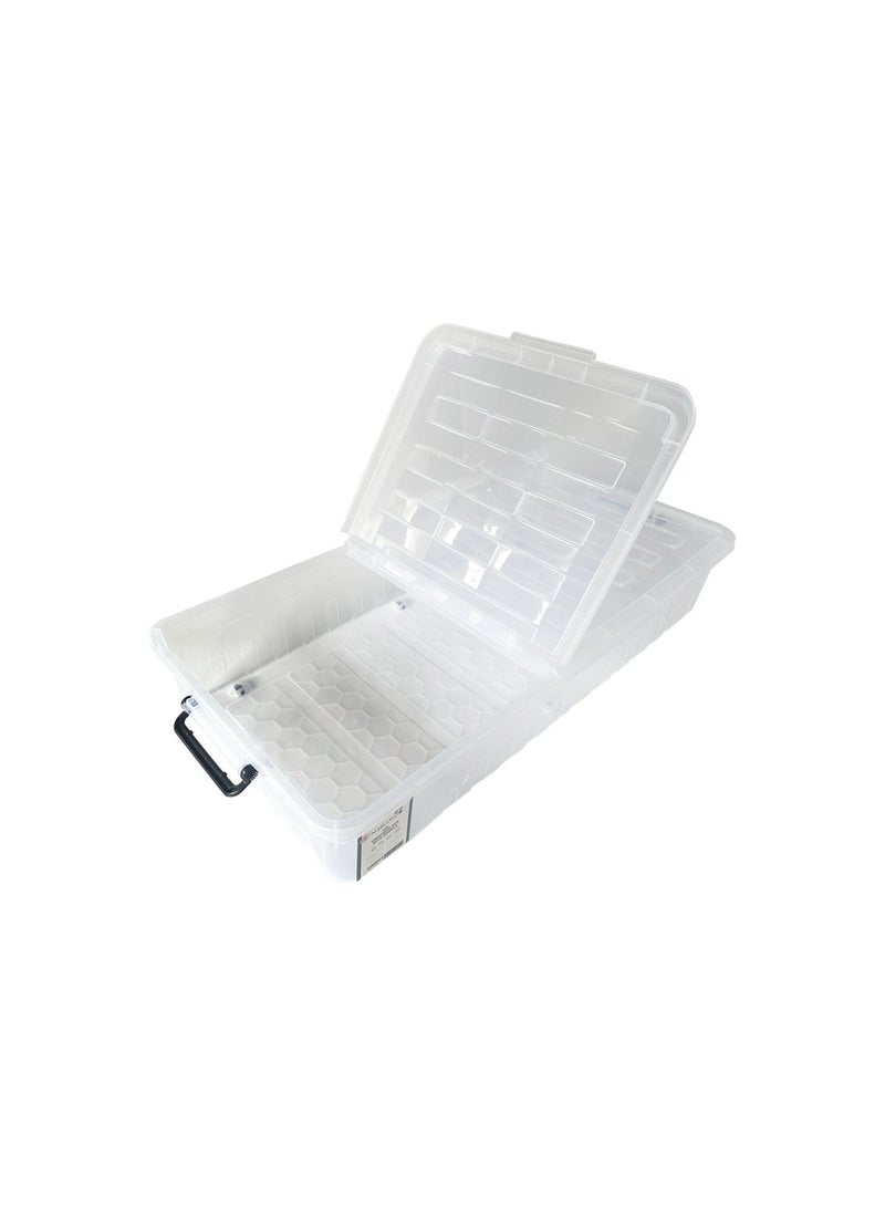 Marcolo Underbed Storage Box 54L Transparent Plastic Organizer with Wheels and Double-Sided Lid Multipurpose Container - Image 4