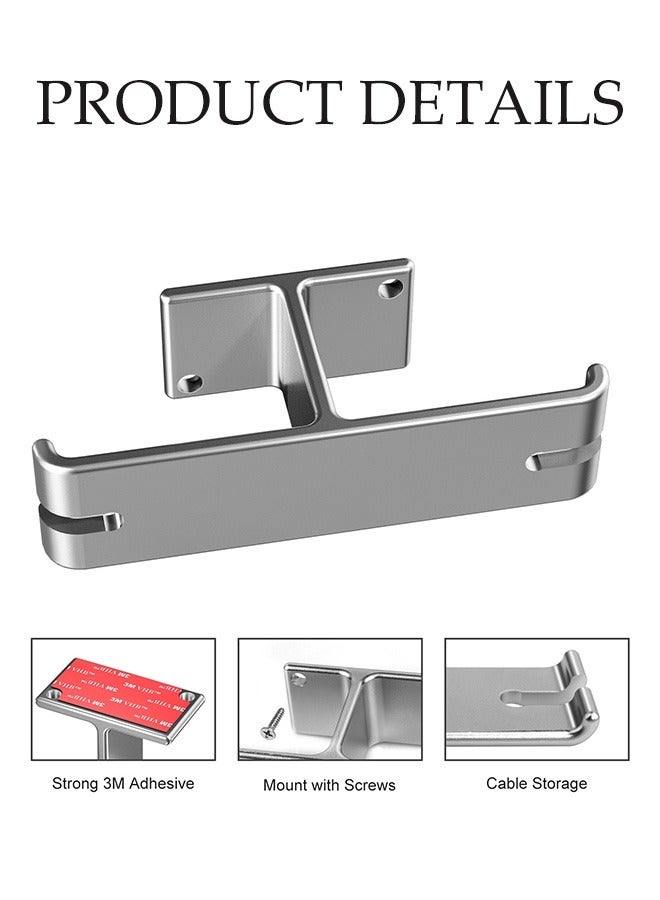 Headphone Stand Hanger Under Desk Stick-On Adhesive Headphone Holder Dual Headset Hook Universal Metal Headset Hook with Cable Organizer  - Image 2