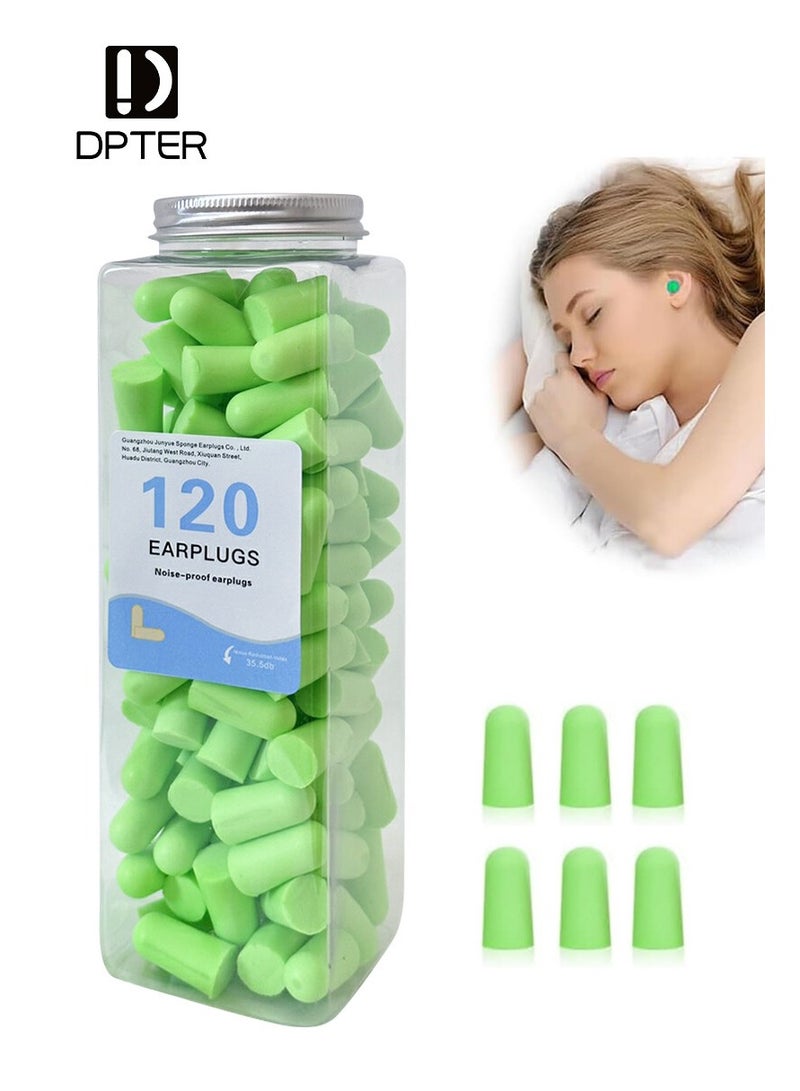 DPTER 120 PCS Ultra Soft Foam Ear Plugs for Sleeping, 36dB Sound Blocking Noise Cancelling Ear Plugs for Snoring/Working/Studying/Side Sleeper, Slow Rebound, Green - Image 1