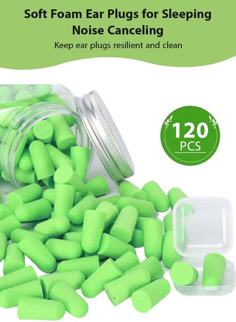 DPTER 120 PCS Ultra Soft Foam Ear Plugs for Sleeping, 36dB Sound Blocking Noise Cancelling Ear Plugs for Snoring/Working/Studying/Side Sleeper, Slow Rebound, Green - Image 2
