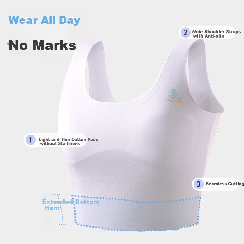 JD Jing Zao Jiusuiban Girls' Training Bra for Puberty, Thin Modal Camisole for 8-10 Year Old Girls, Mid-Length Invisible Vest - Image 4