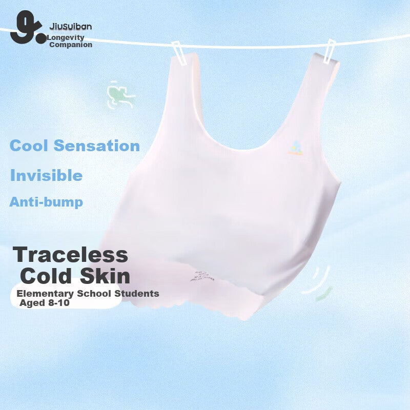 JD Jing Zao Jiusuiban Girls' Training Bra for Puberty, Thin Modal Camisole for 8-10 Year Old Girls, Mid-Length Invisible Vest - Image 1