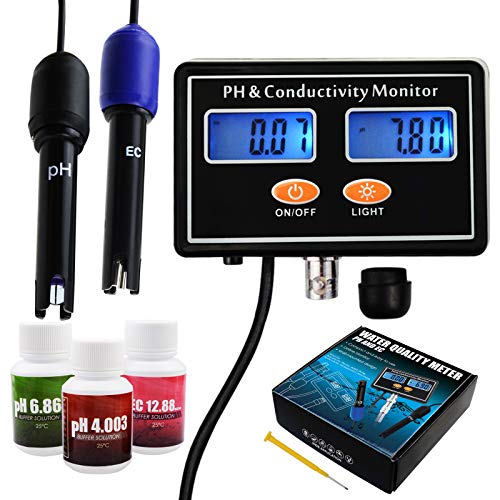 DANOPLUS pH/EC Conductivity Meter with ATC Water Quality Tester 0.0-14.0pH / 0~19.99ms/cm Aquarium, Hydroponics Tool - Image 1