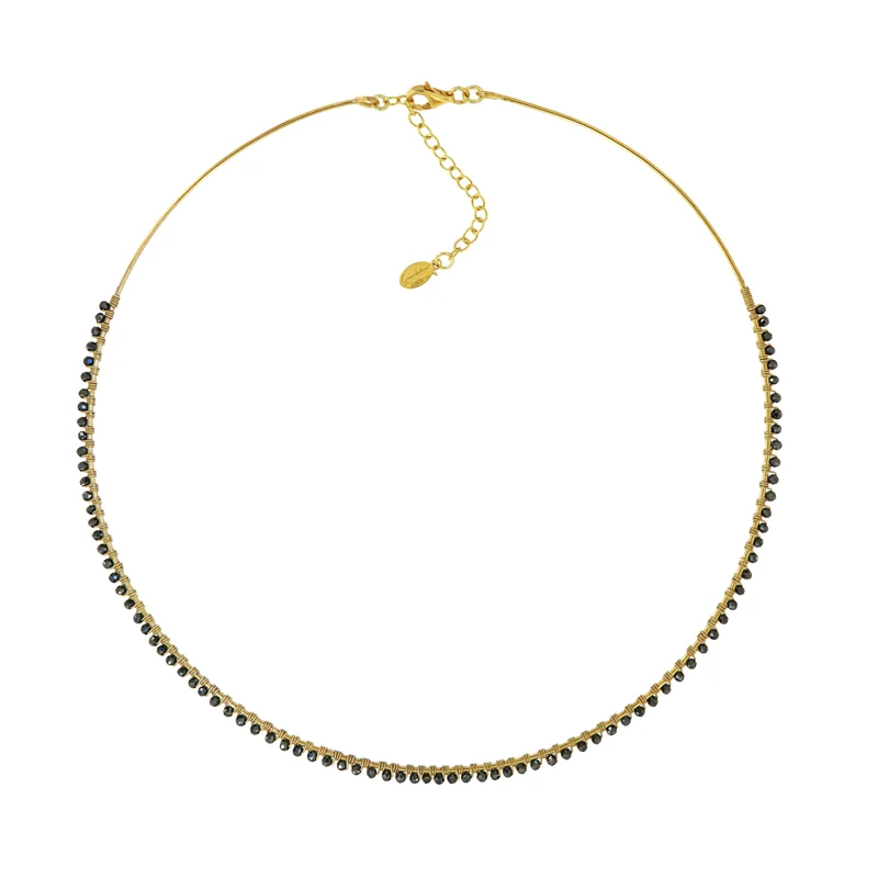 جواندلينا Gold Plated Necklace with Black Spinell