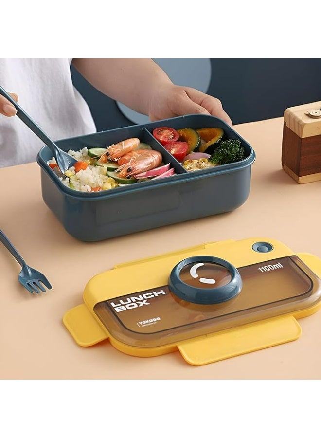 1100ml Portable Microwaveable Lunch Box, Food Container Bento Boxes Lunchbox with Cutlery  - Image 3
