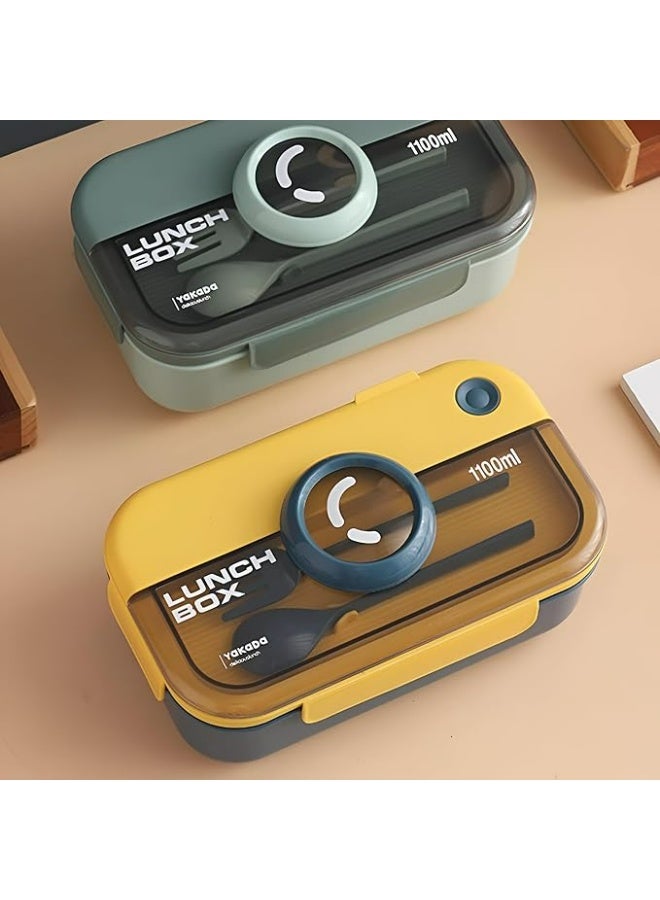 1100ml Portable Microwaveable Lunch Box, Food Container Bento Boxes Lunchbox with Cutlery  - Image 2