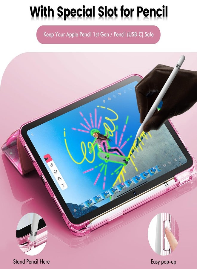 إنفيلاند جراب INFILAND لجهاز iPad (A16) الجيل الحادي عشر/العاشر (2025/2022)، غطاء حماية لامع مقاوم للصدمات مع غطاء خلفي شفاف لامع (حلم وحيد القرن الوردي) - Image 5