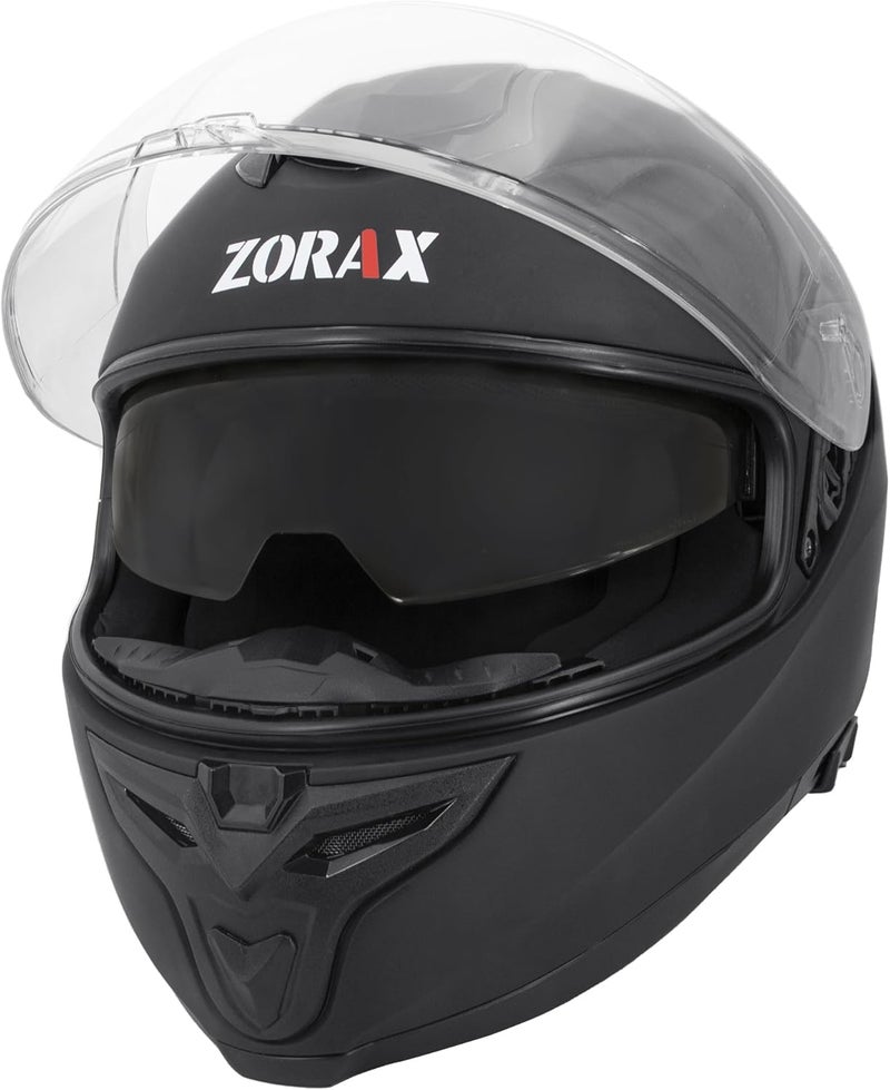 Zorax Hunter Double Visor Full Face Motorcycle Helmet - Matt Black - Image 4