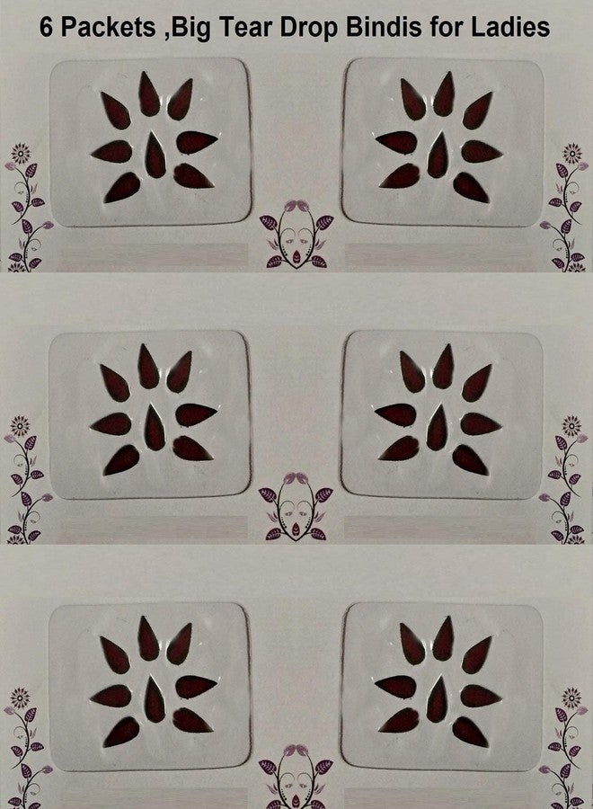 VAMA Fashions 12mm Tear Drop Premium Velvet Tilak Shape Forehead Sticker Sketch Dark Maroon Kumkum Sindoor Bindi for Women & Girls - Image 4