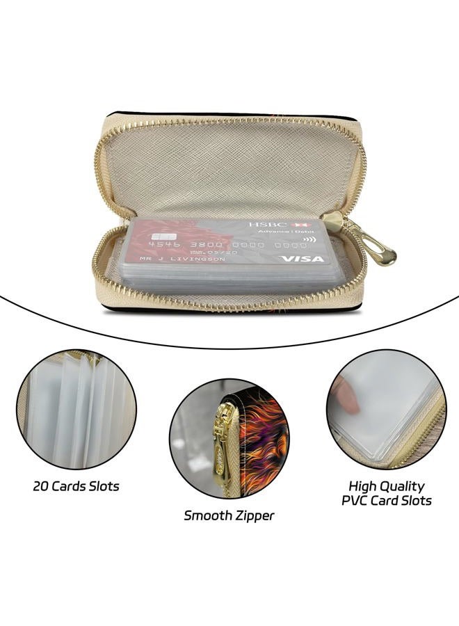 WZCJDHMJ Credit Card Holder Wallet，Small Leather Zipper Card Case Wallet for Women Man,RFID Blocking Wallet ID Card Credit Cards with 20 Card Slots-Art Highland Cow - Image 4