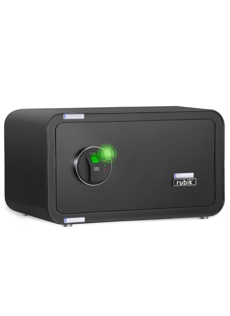 Rubik - Wide Safe Box with Fingerprint Lock, A4 Document Size Biometric Safety Deposit Box for Money Documents Home Office RB23QCF (23x43x35cm) (Black) - Image 1