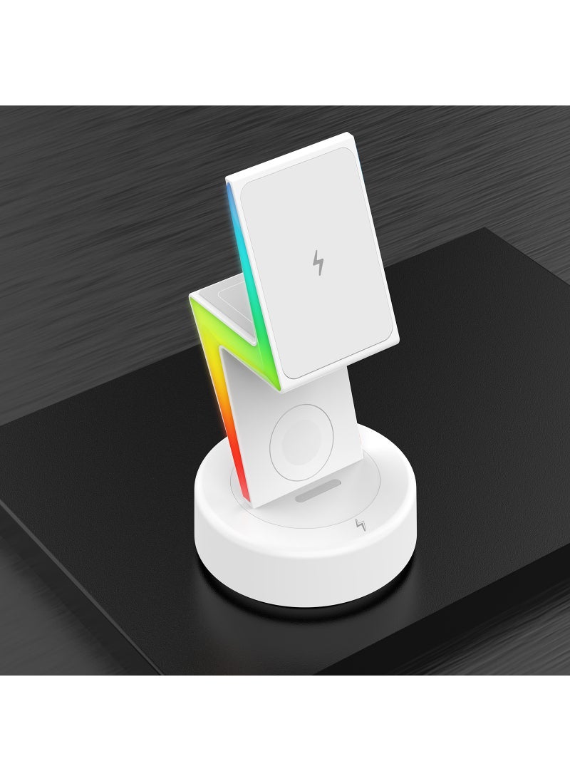 Generic - Three-in-one wireless charger Watch Bluetooth headset cross-border Lightning iPhone Apple Special magnetic charging White - Image 1