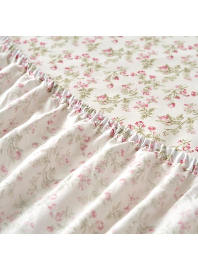 DaDa Bedding Romantic Coquette Sheet Set - 100% Cotton Floral Fitted & Flat Sheets with Pillowcases - Deep Pocket Design - Soft, Breathable, Wrinkle-Resistant (Queen (U.S. Standard)) - Image 5