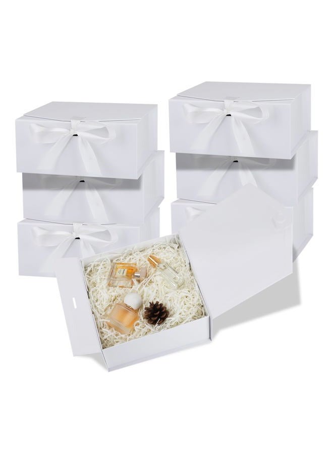 OEMVALATY 6-Pack Gift Boxes,9.5x6x3 Inch Magnetic Gift Boxes with Lids for Presents,White with Ribbon, Bridesmaid Proposal Box for Wedding, Storage, Birthday - Image 1