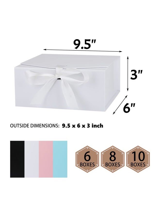 OEMVALATY 6-Pack Gift Boxes,9.5x6x3 Inch Magnetic Gift Boxes with Lids for Presents,White with Ribbon, Bridesmaid Proposal Box for Wedding, Storage, Birthday - Image 4