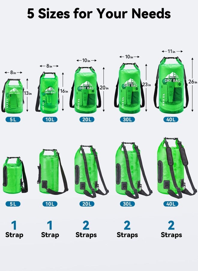 HEETA Waterproof Dry Bag for Women Men, Roll Top Lightweight Dry Storage Bag Backpack with Phone Case for Travel, Swimming, Boating, Kayaking, Camping and Beach, Transparent Green 5L - Image 2