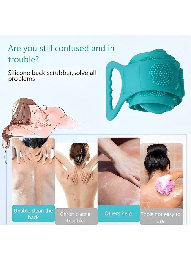 ZEPZY Silicone Body Back Scrubber Double Side Bathing Brush for Skin Deep Cleaning Massage, Dead Skin Removal Exfoliating Belt for Shower, Easy to Clean (BODY BACK BELT SCRUBBER) (Pack 1, Multicolor) - Image 3