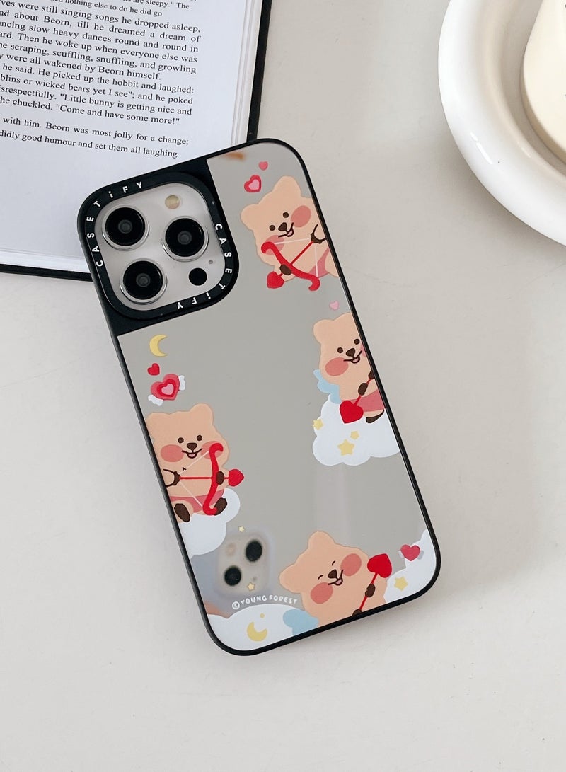 Apple iPhone 15 Pro Max Case Korean Little Brown Bear Phone Cover - Mirror Face