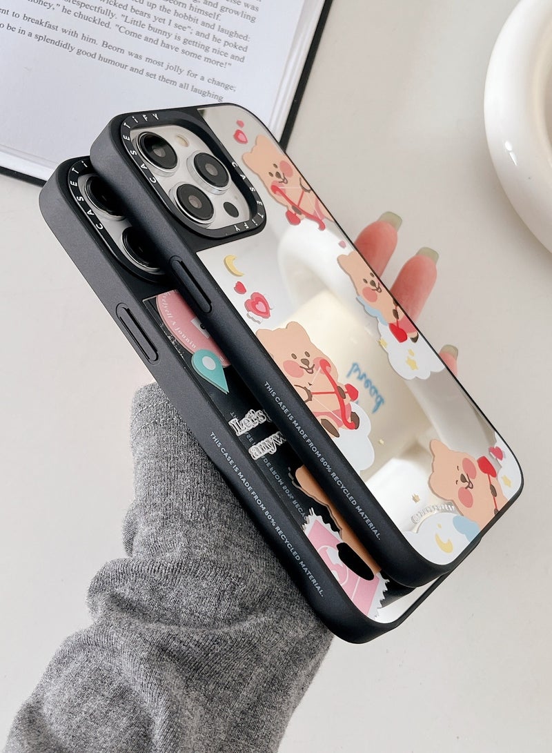 Apple iPhone 15 Pro Max Case Korean Little Brown Bear Phone Cover - Mirror Face