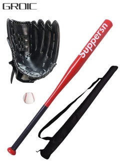 GROIC 25" Baseball Bat Set Glove & Baseballs, Alloy Steel 25" Training Bat Softball Bat, Durable Adult Handed Softball Fielding Glove with Balls, Outdoor Sports Training Practice Equipment  - Image 1